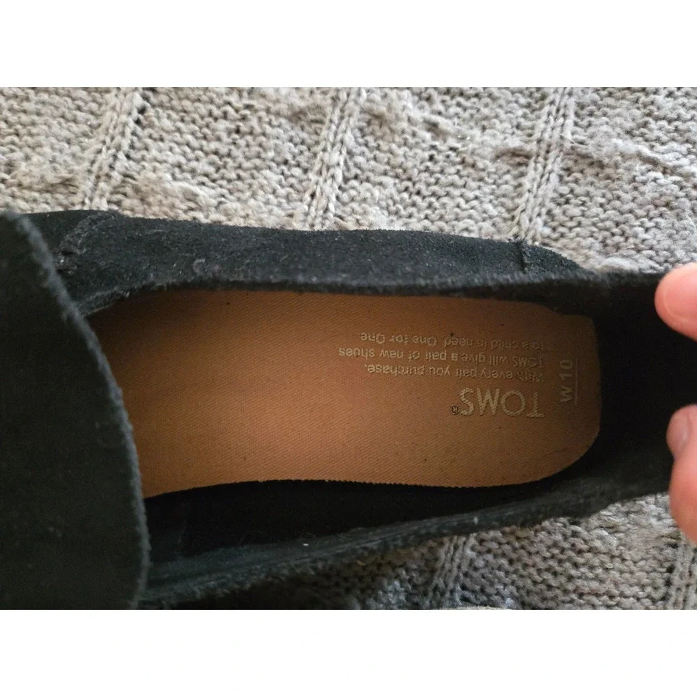 TOMS Black Suede Alpargata Espadrille Slip On Flats Women Size 10